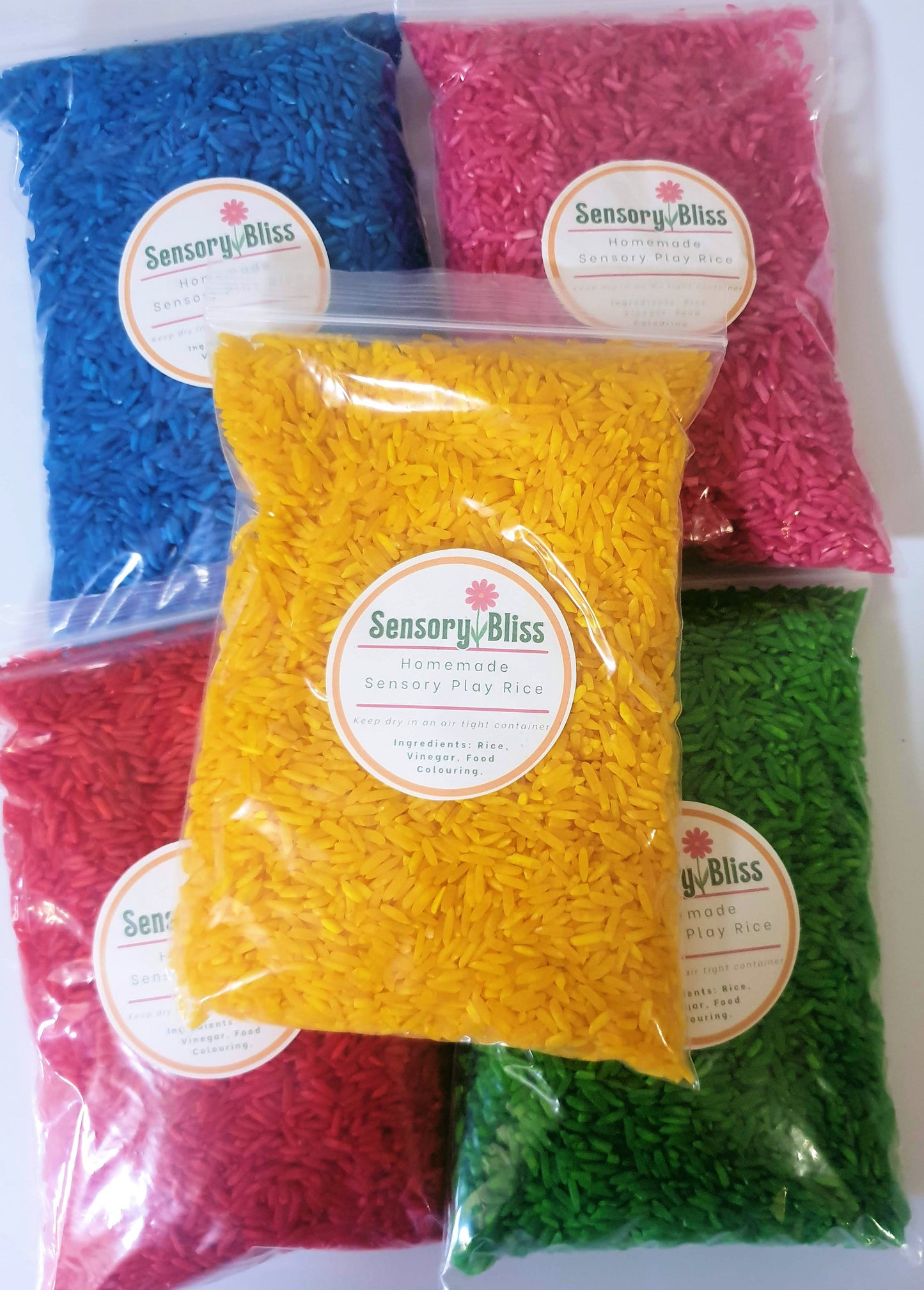 Rainbow Sensory Rice - Mix your Own - 1.5kg