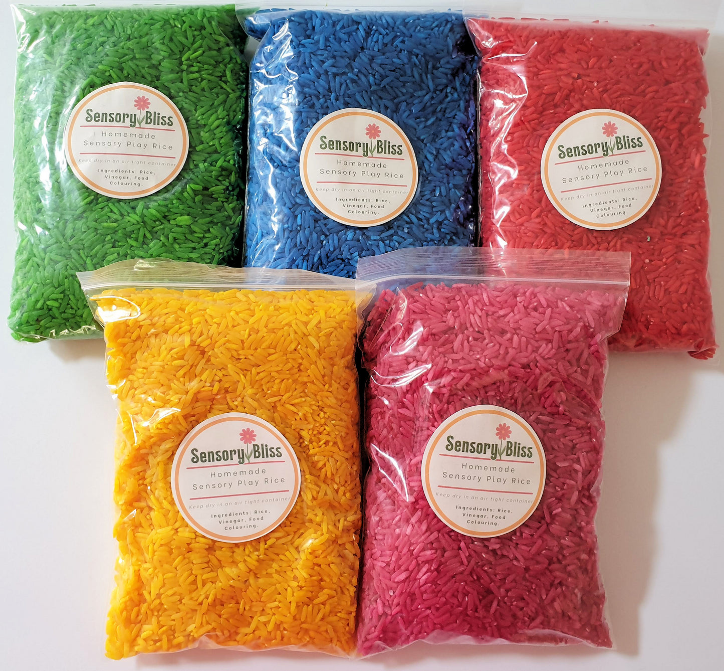 Sensory Play Rice - Homemade Coloured - 300g
