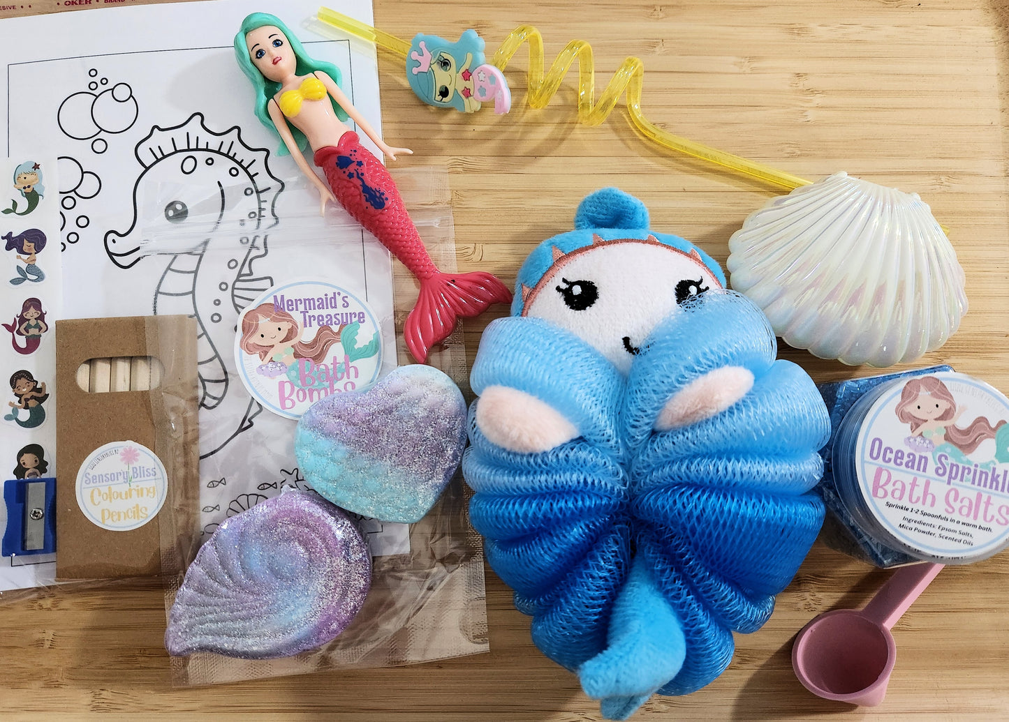 Mermaid Bathtime Fun Sensory Kit - Play & Colour