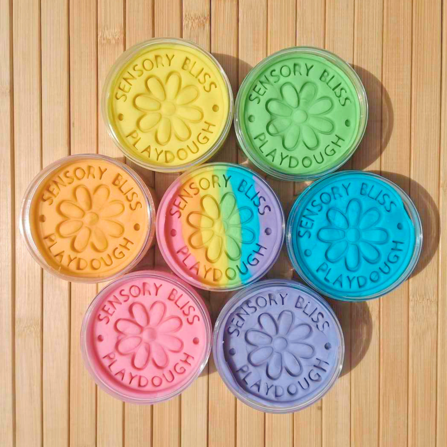 Pastel Rainbow in a Jar - Soft Homemade Non-Toxic Playdough - 250g