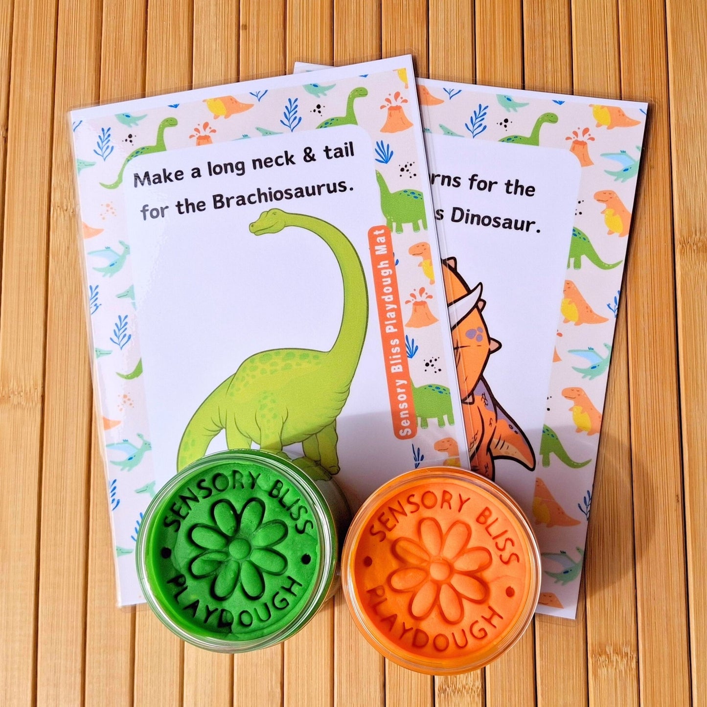 Dinosaur Playdough Kit - Triceratops, T-Rex, Long Neck
