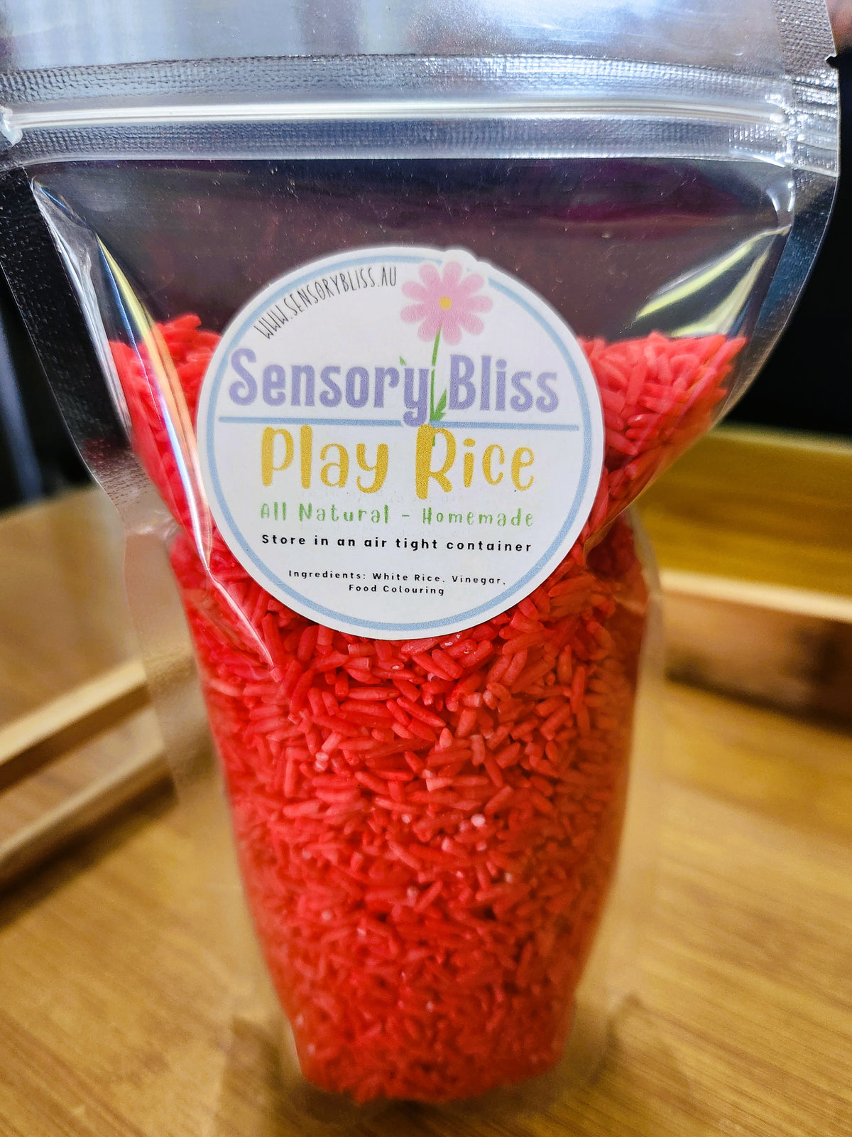 Red Rice Play Sensory Play Rice - Homemade Coloured - 300g – Sensory Bliss