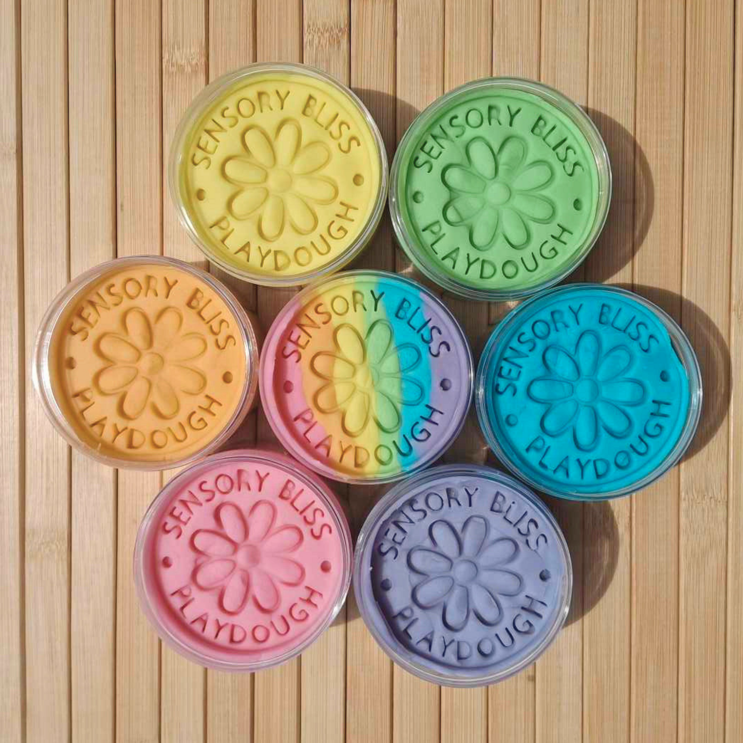Pastel Rainbow in a Jar - Soft Homemade Non-Toxic Playdough - 250g