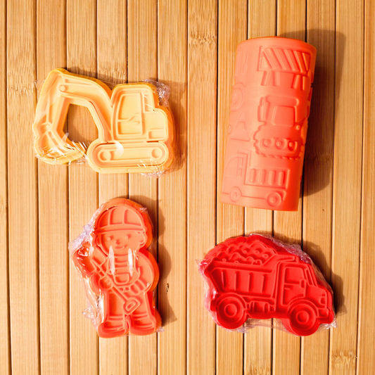 Construction Playdough Cutter, Stamps and Rollers