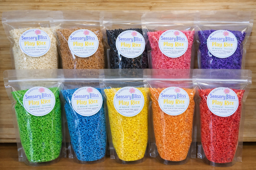Red Rice Play Sensory Play Rice - Homemade Coloured - 300g – Sensory Bliss