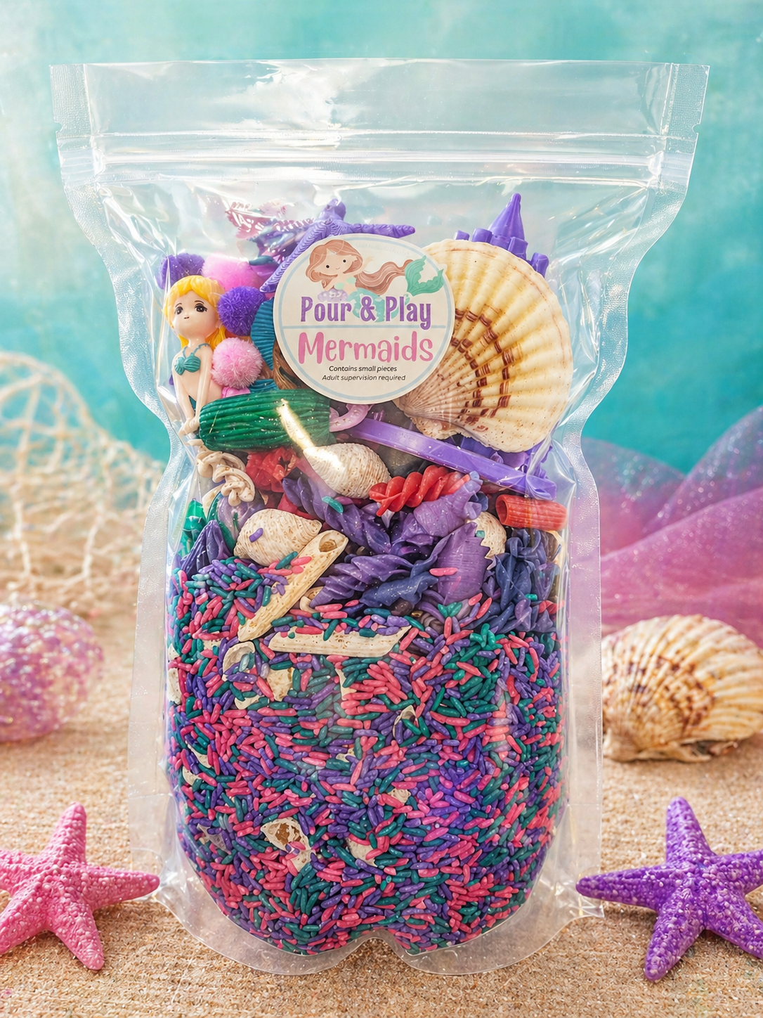 Mermaid Pour & Play Kit - Sensory Bin & Tray Filler