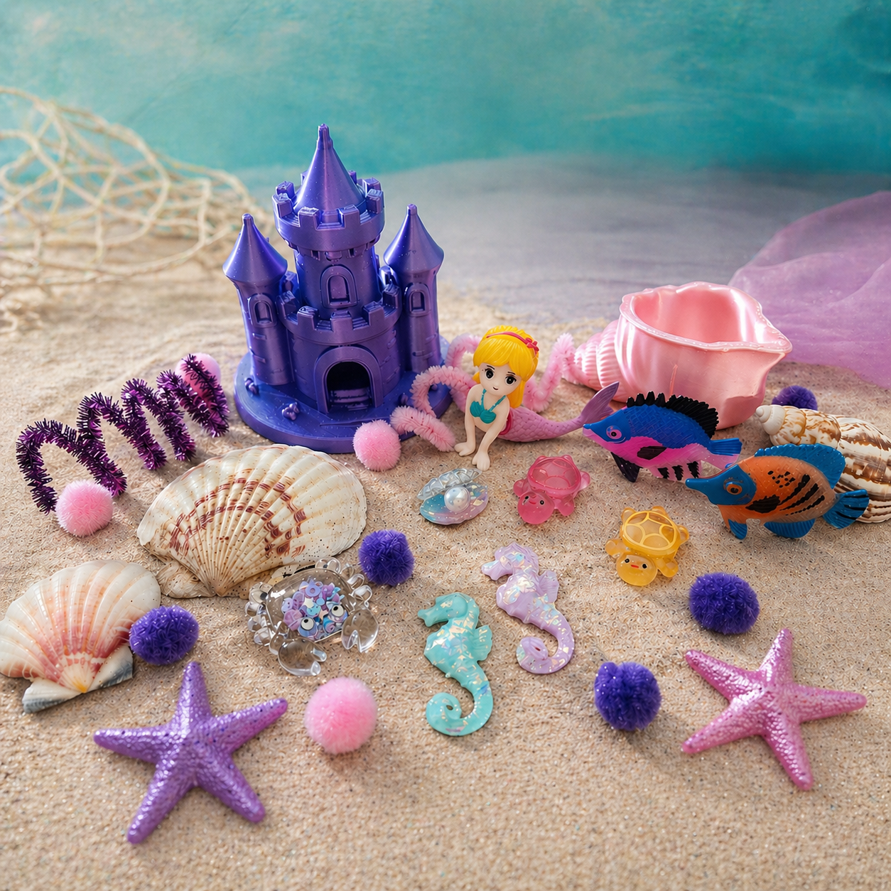 Mermaid Pour & Play Kit - Sensory Bin & Tray Filler