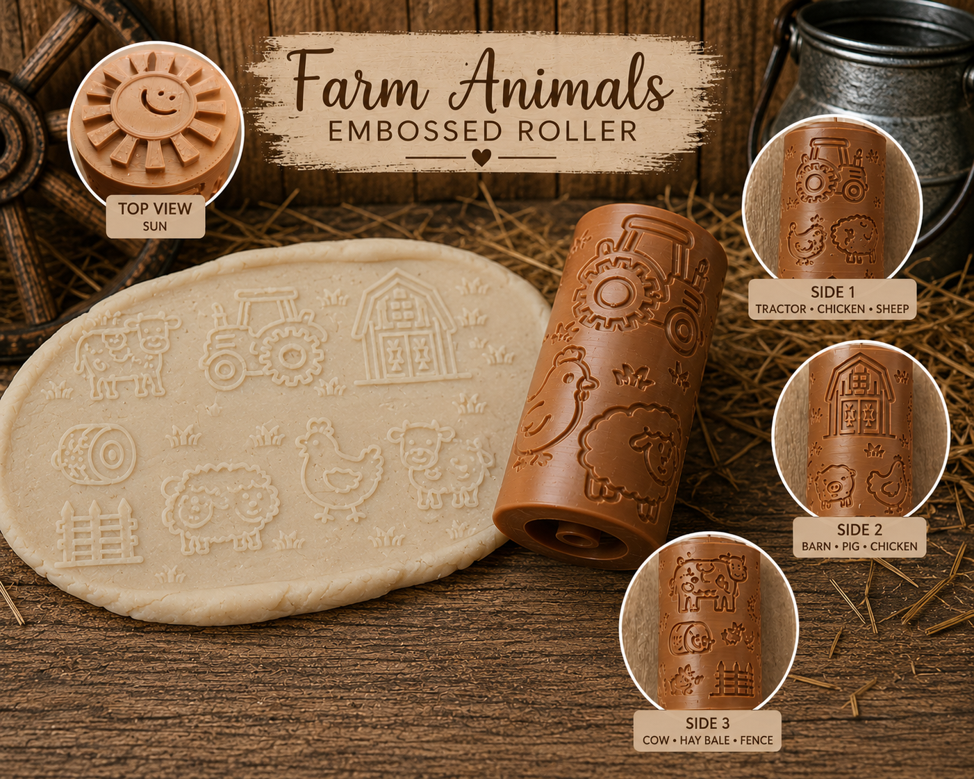 Themed Patterned Playdough Rollers - Embossed Senaory Play