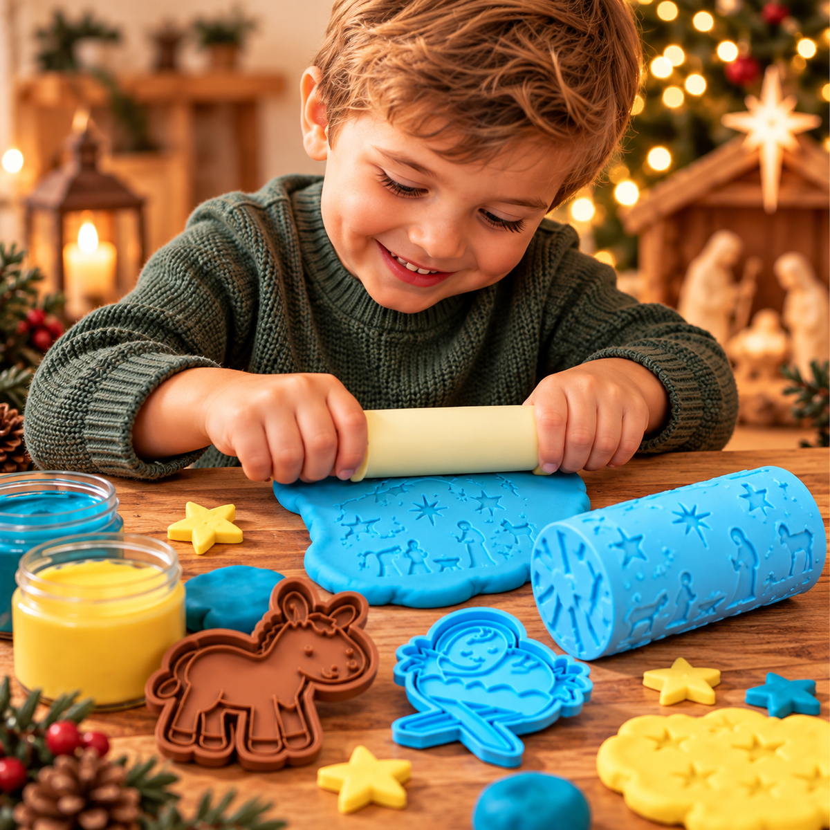 Nativity Scene Playdough Kit - Christian Christmas Edition