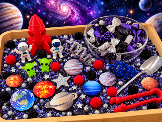 Outer Space Pour & Play Sensory Kit - Galaxy, Rocket, Astronaut, Aliens