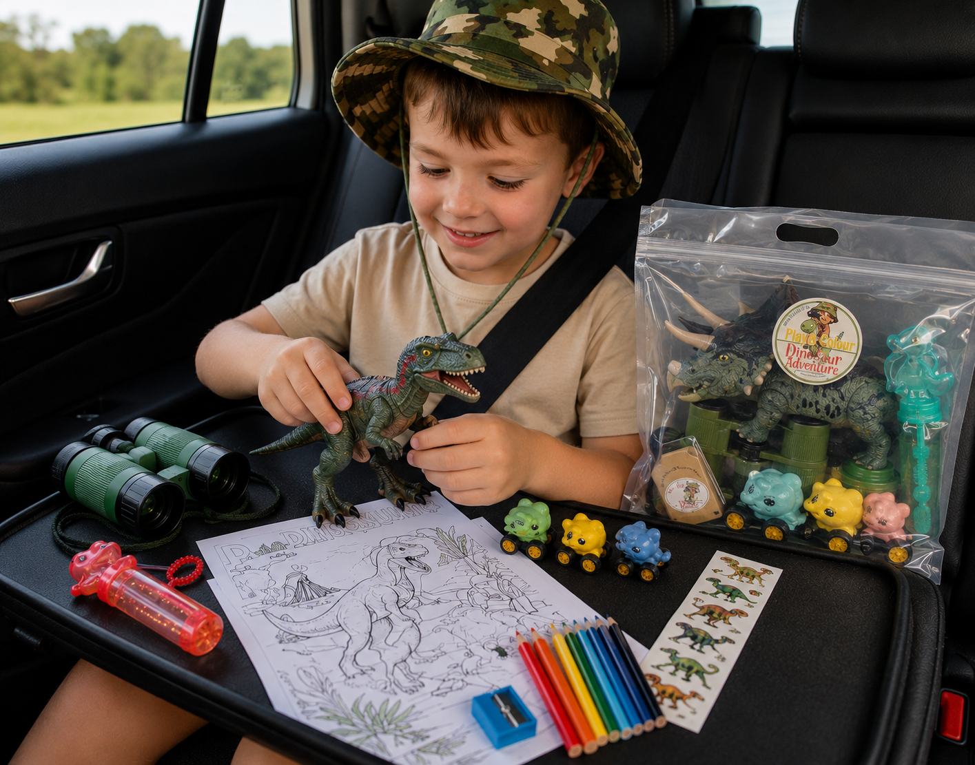 Dinosaur Grab & Go Activity  Kit - Perfect for travel, holidays and screen-free fun.