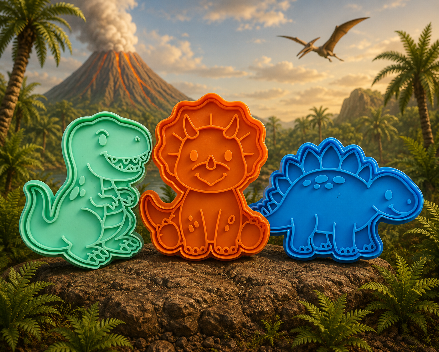 Dinosaur Playdough Cutters, Stamps and Patterned Rollers