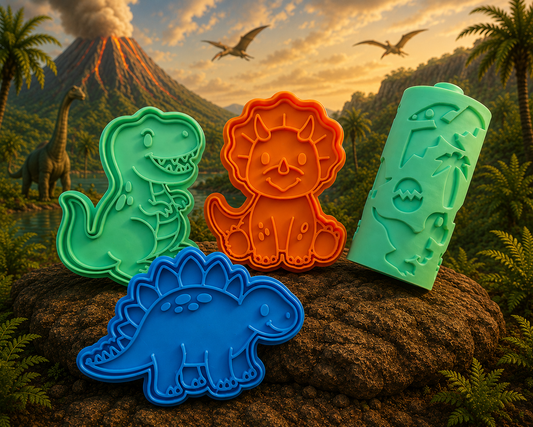 Dinosaur Playdough Cutters, Stamps and Patterned Rollers