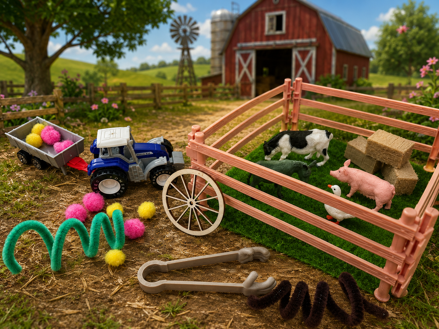 On the Farm Pour & Play - Animals Sensory Bin Tray Filler