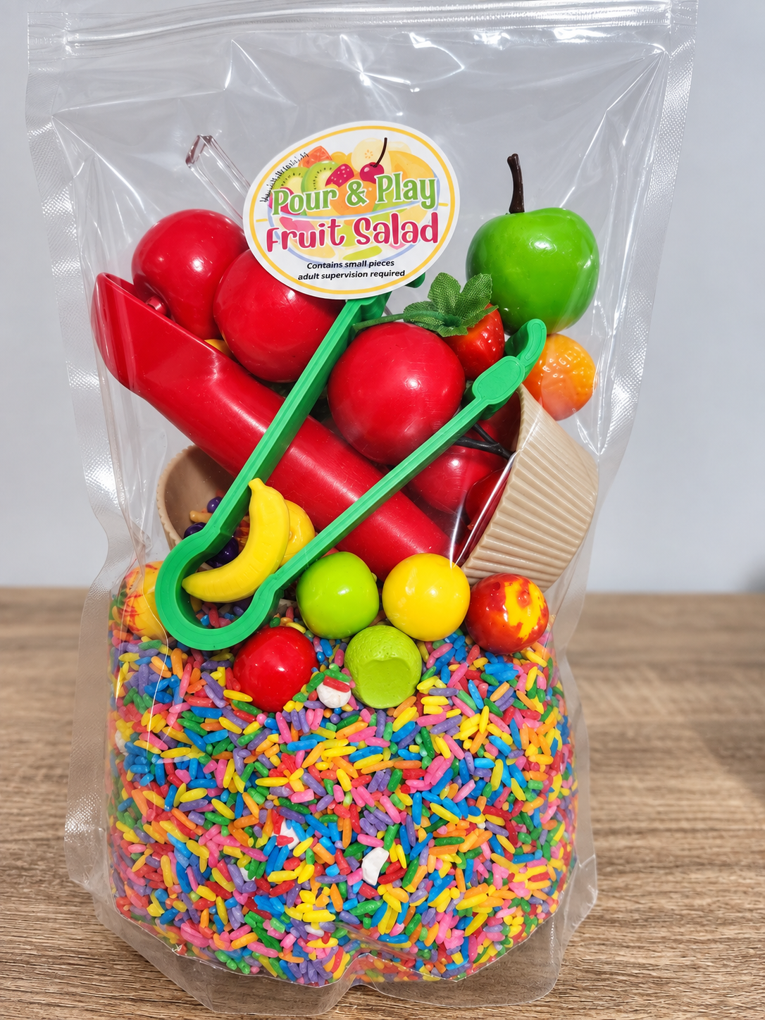 Fruit Salad Pour & Play Kit - Caterpillar, Rainbow Rice