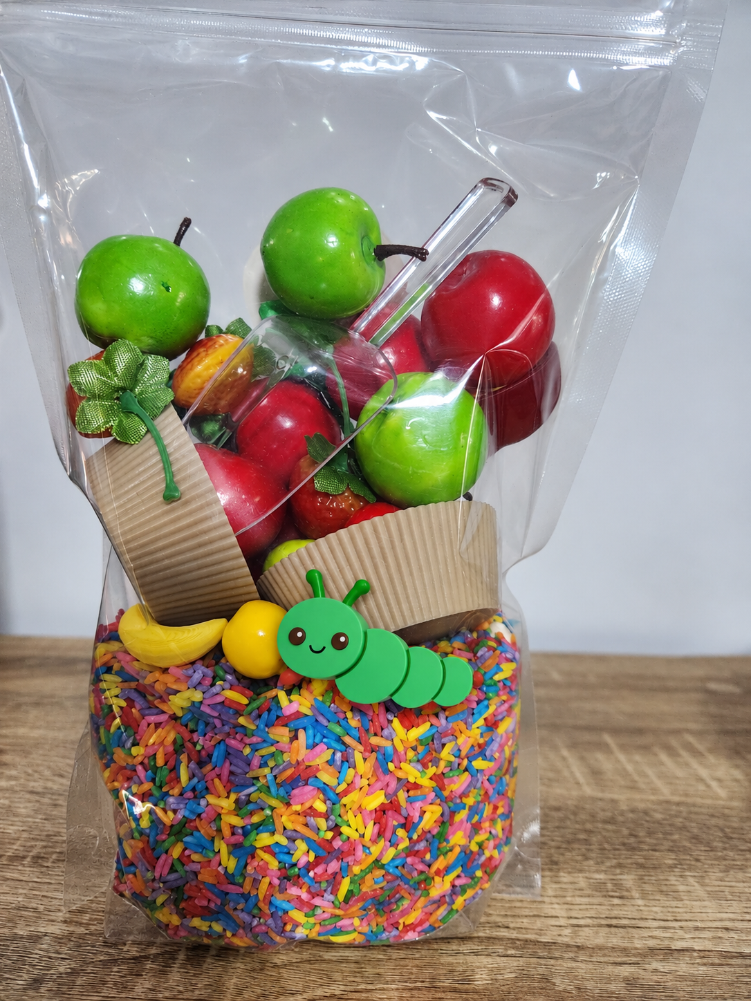 Fruit Salad Pour & Play Kit - Caterpillar, Rainbow Rice