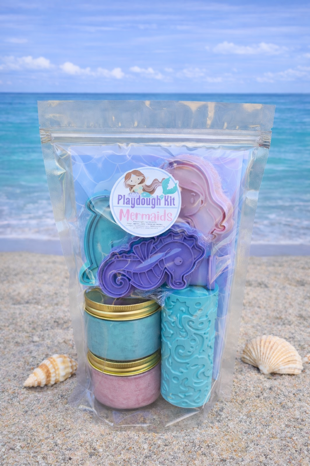 Mermaid Playdough Kit - Cutters/Stamps & Rollers