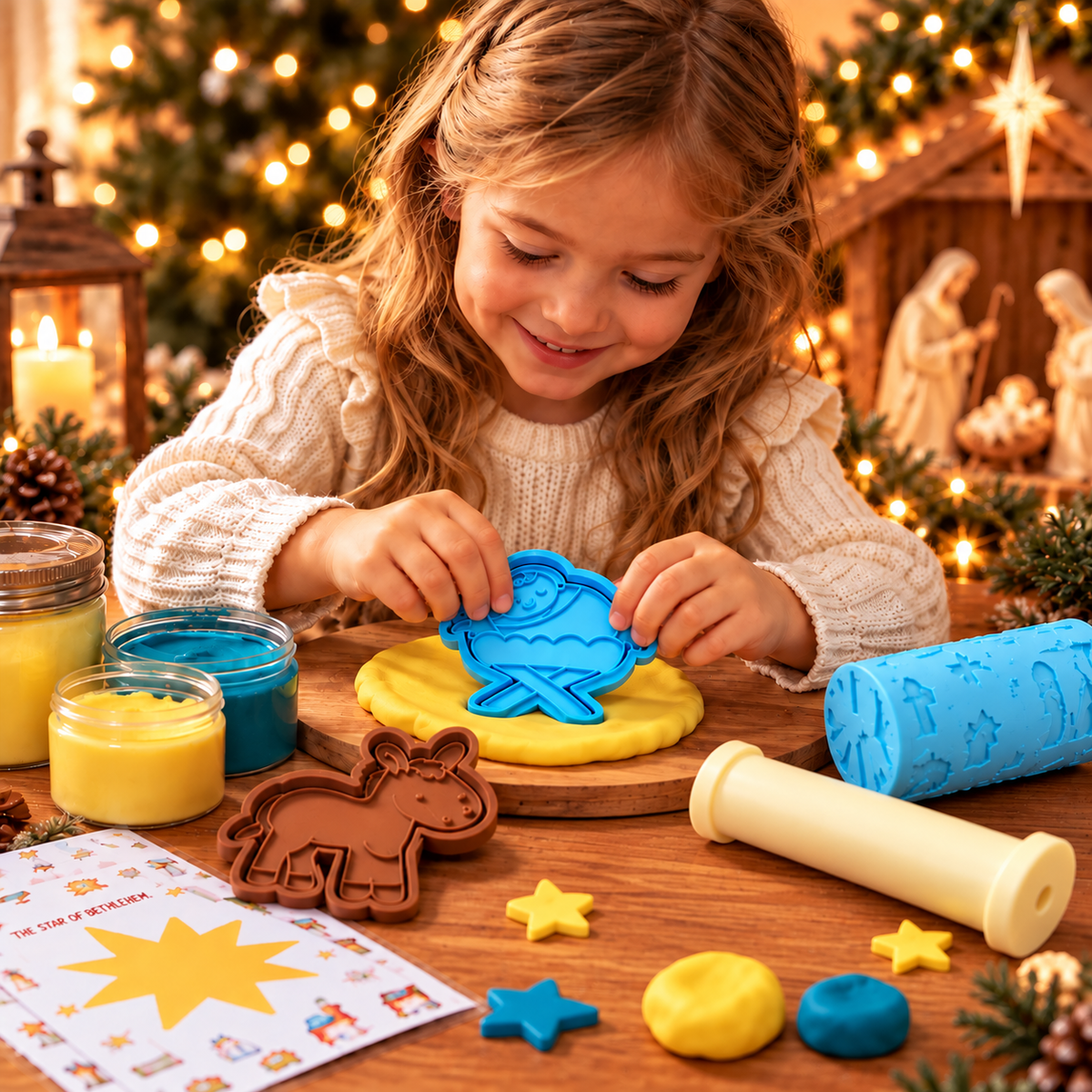 Nativity Scene Playdough Kit - Christian Christmas Edition