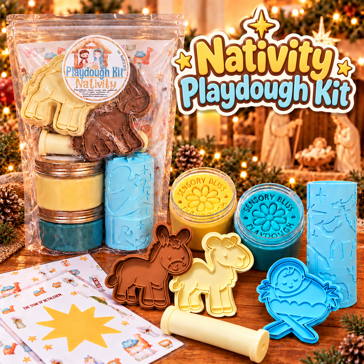 Nativity Scene Playdough Kit - Christian Christmas Edition