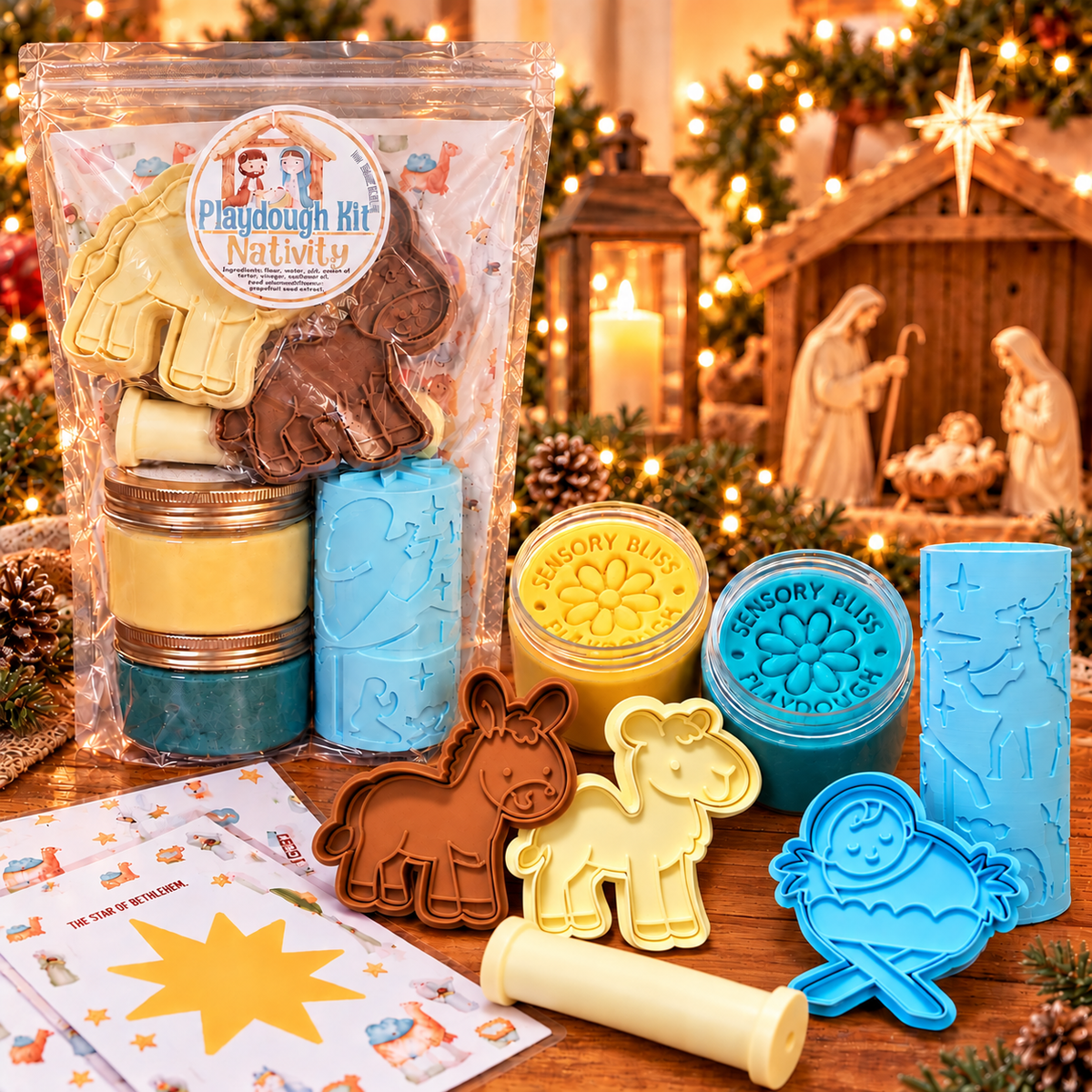 Nativity Scene Playdough Kit - Christian Christmas Edition