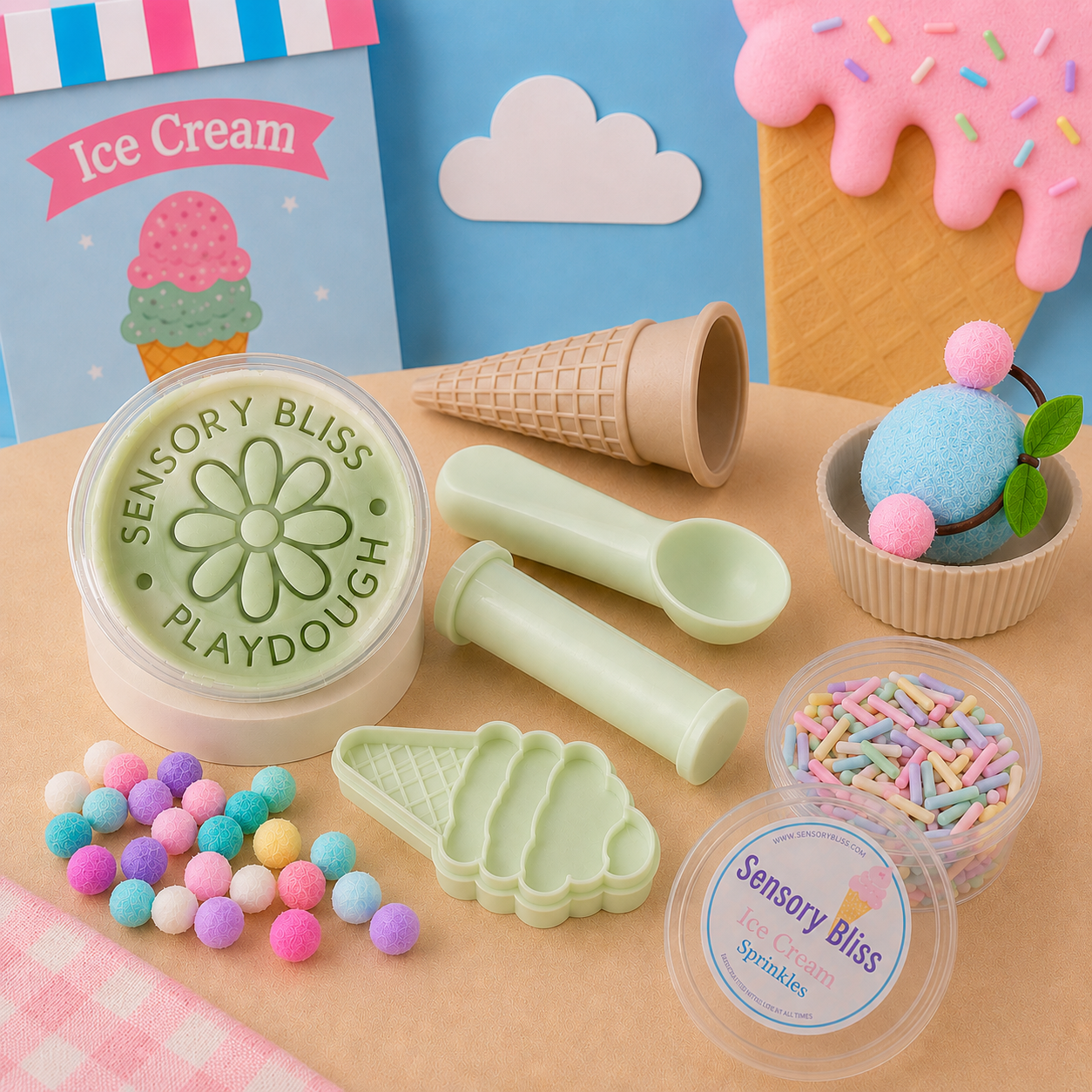 Ice-Cream Playdough Kit - Sweet Scented Playdough
