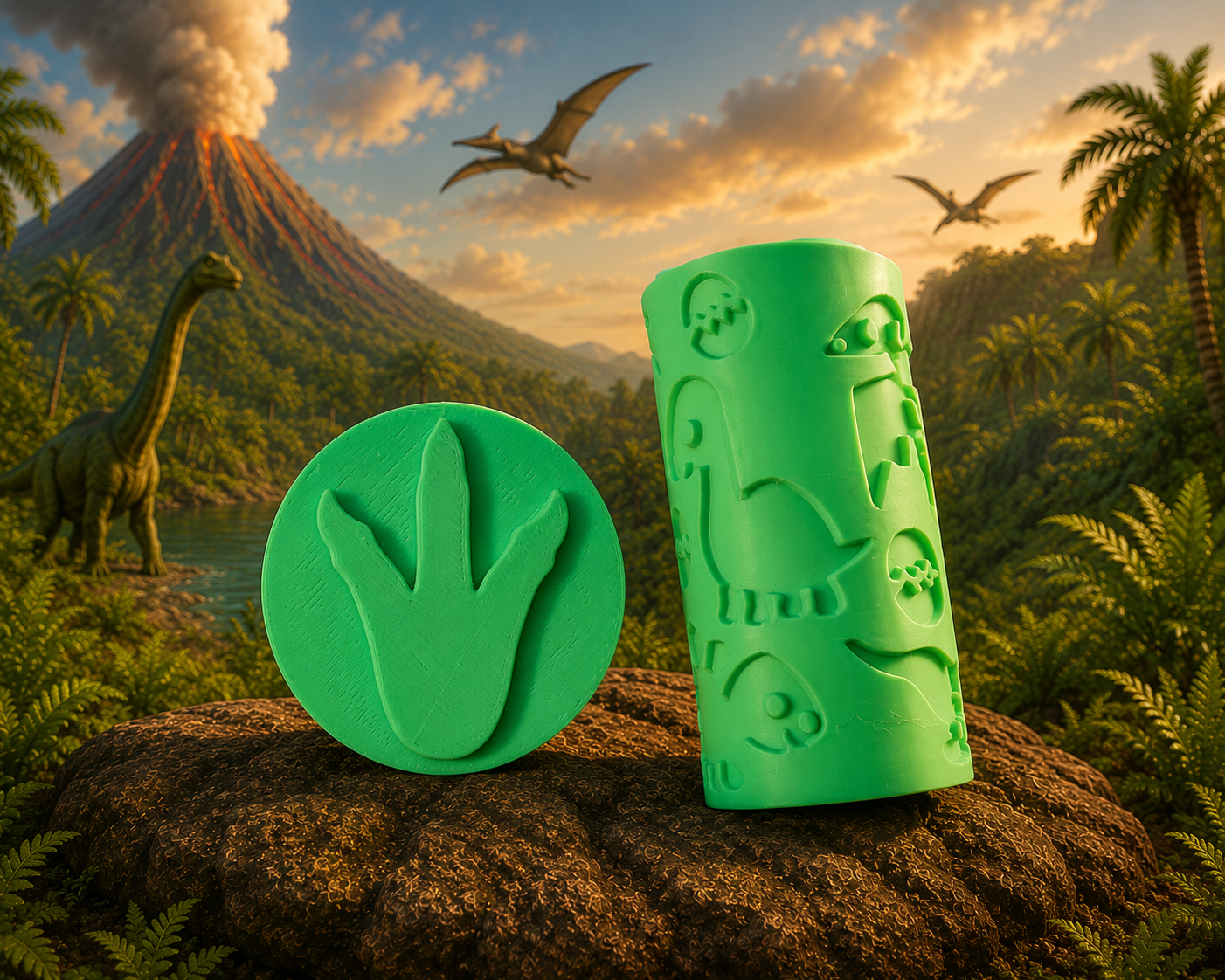 Dinosaur Playdough Cutters, Stamps and Patterned Rollers