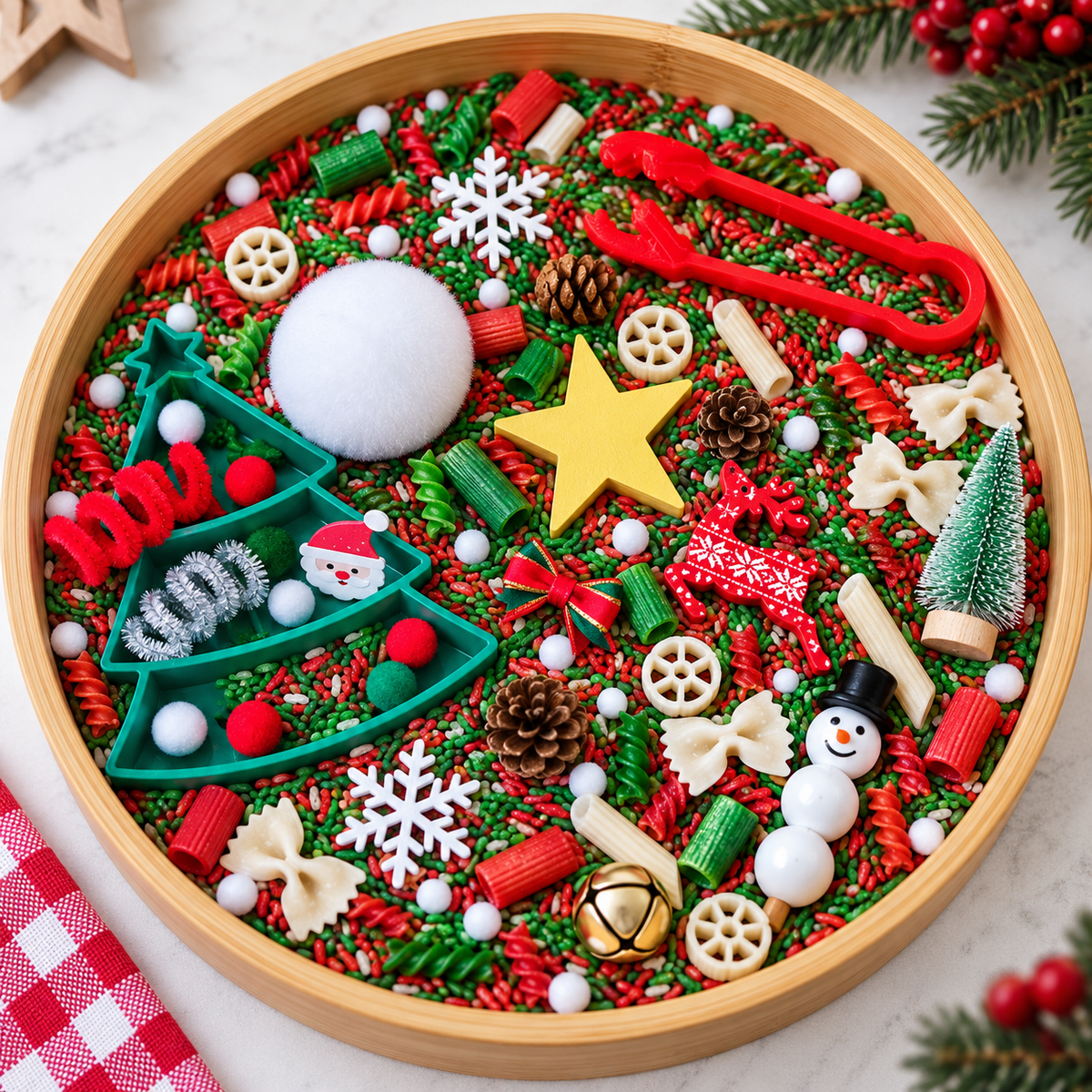 Christmas Pour & Play Kit - Sensory Rice tray filler