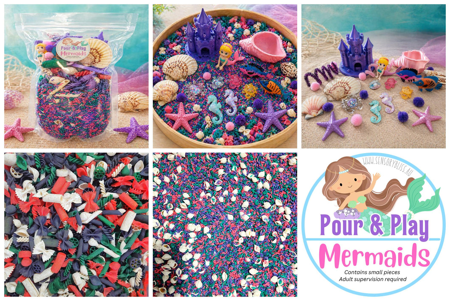 Mermaid Pour & Play Kit - Sensory Bin & Tray Filler